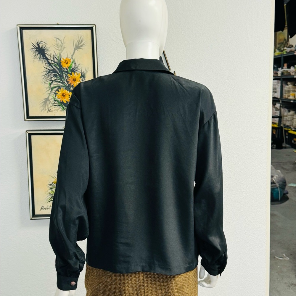 Vintage Black Polyester Button Down - image 2